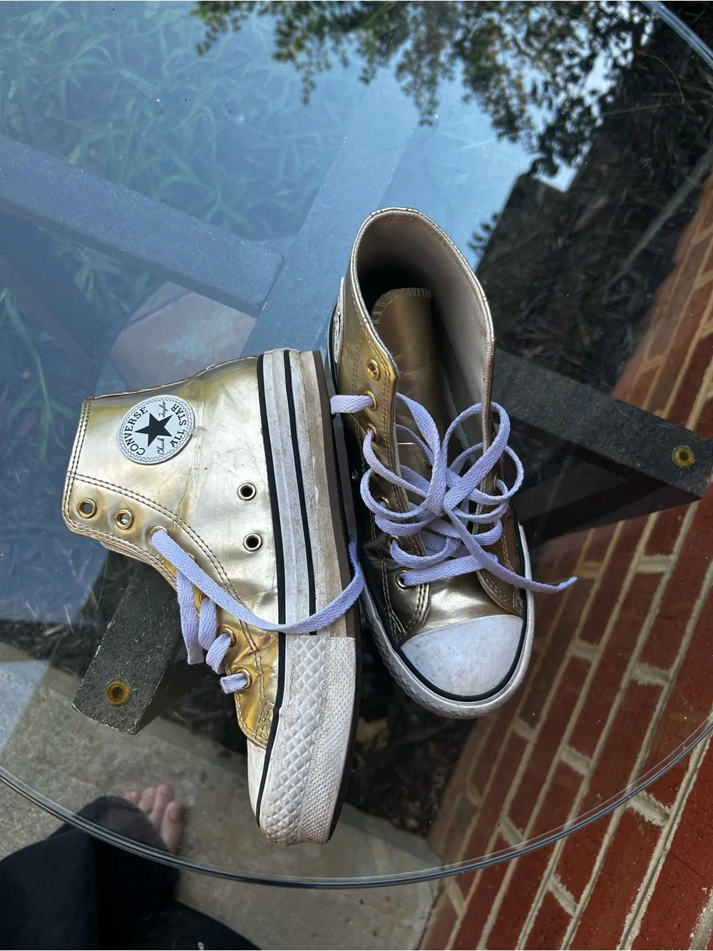 Converse Kids Metallic Gold High-Top Sneakers with White Laces